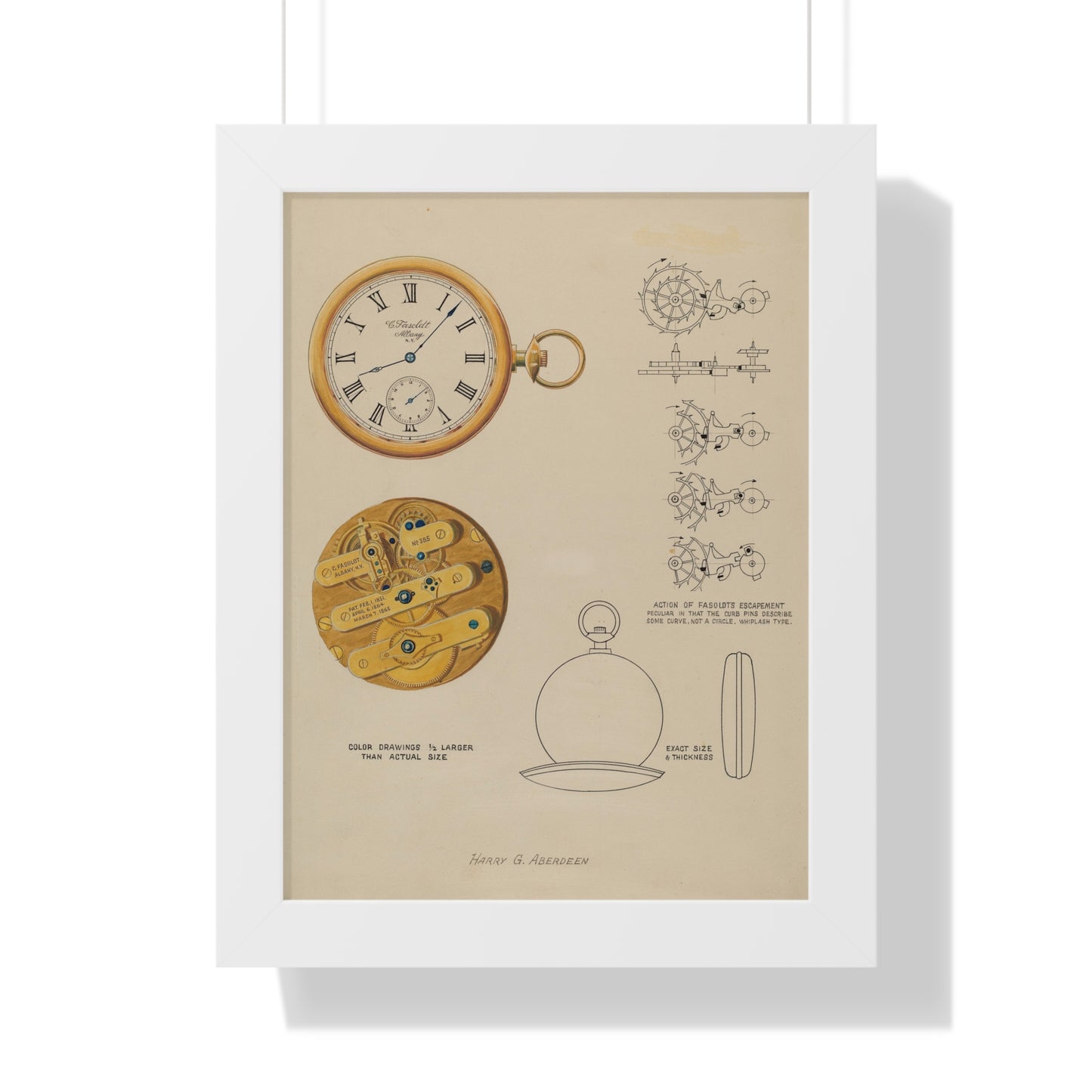 Harry G Aberdeen Watch and Case Framed Matte Print 1937 - Veloce - The App For Watch Collectors