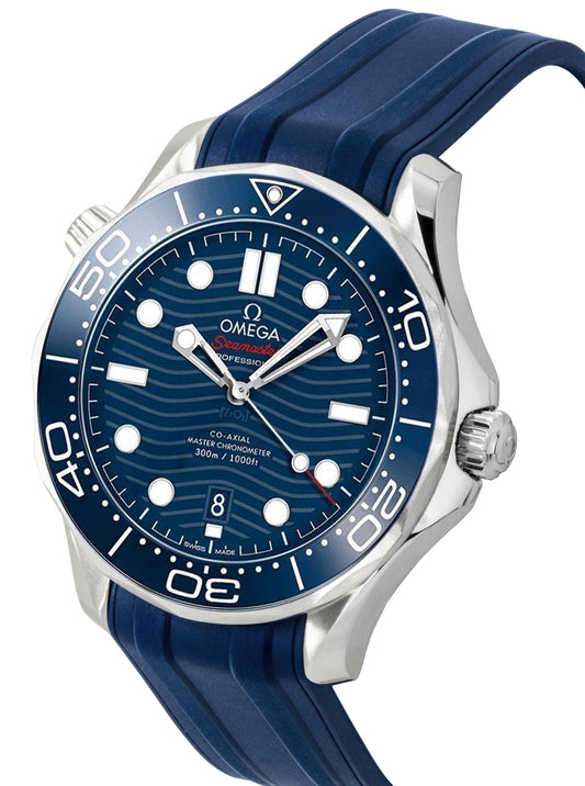 Omega Seamaster Rubber Strap Blue Dial Automatic Diver's 210.32.42.20.03.001 300M Men's Watch