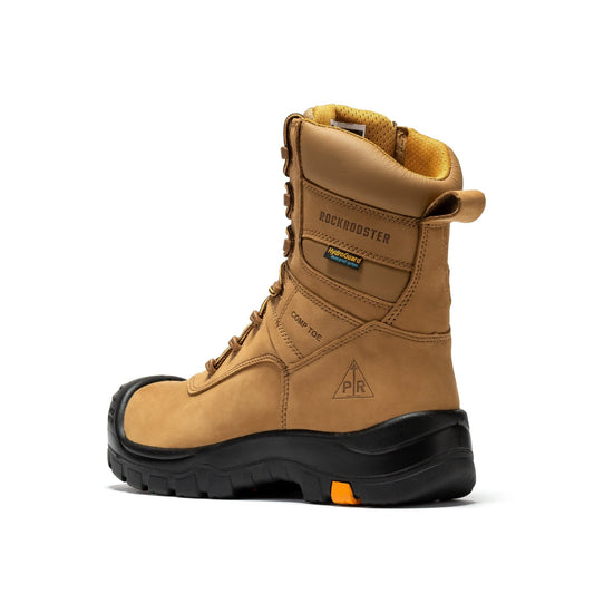 rockrooster Beaufort Men's Brown 8 inch Waterproof Composite Toe Work Boots AK831 - Veloce - The App For Watch Collectors
