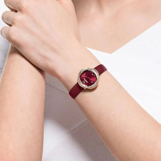 Swarovski Crystal Flower Ladies Red Watch 5552780