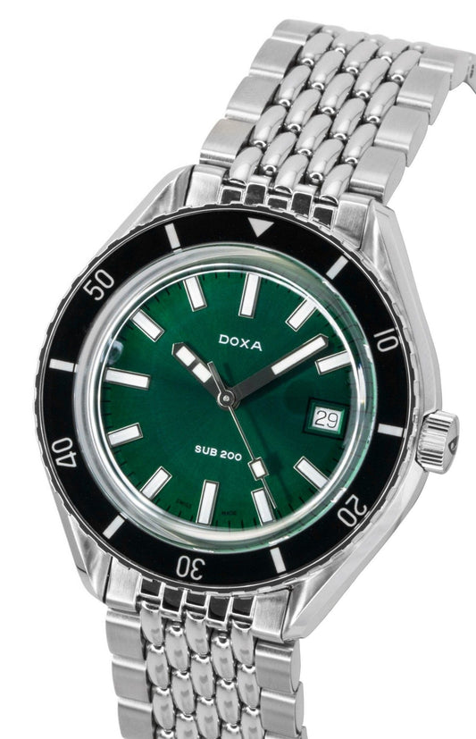 Doxa SUB 200 Sea Emerald Stainless Steel Green Dial Automatic Diver's 799.10.131.10 200M Men's Watch With Extra Strap