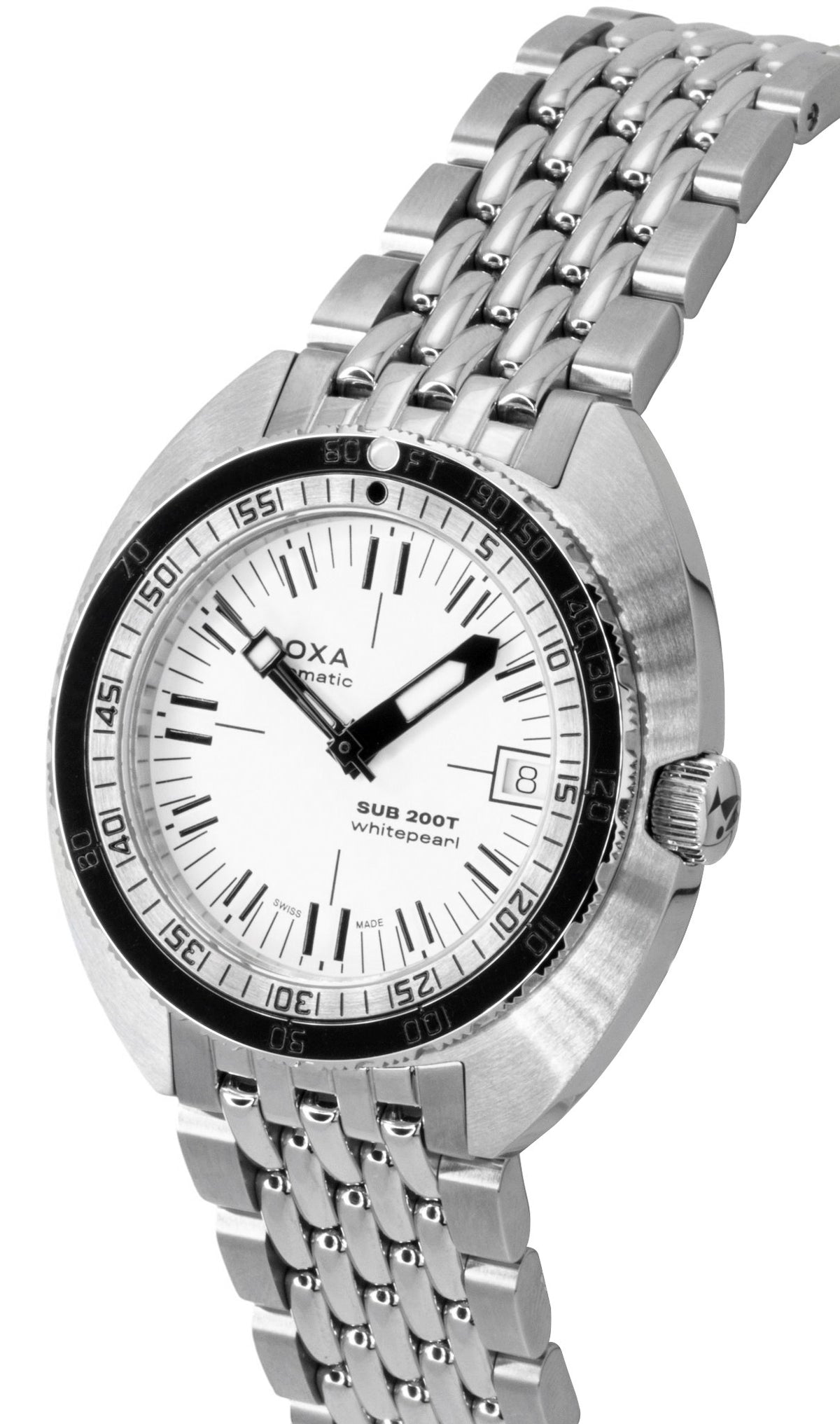 Doxa SUB 200T Whitepearl Stainless Steel White Dial Automatic Diver's 804.10.011.10 200M Unisex Watch