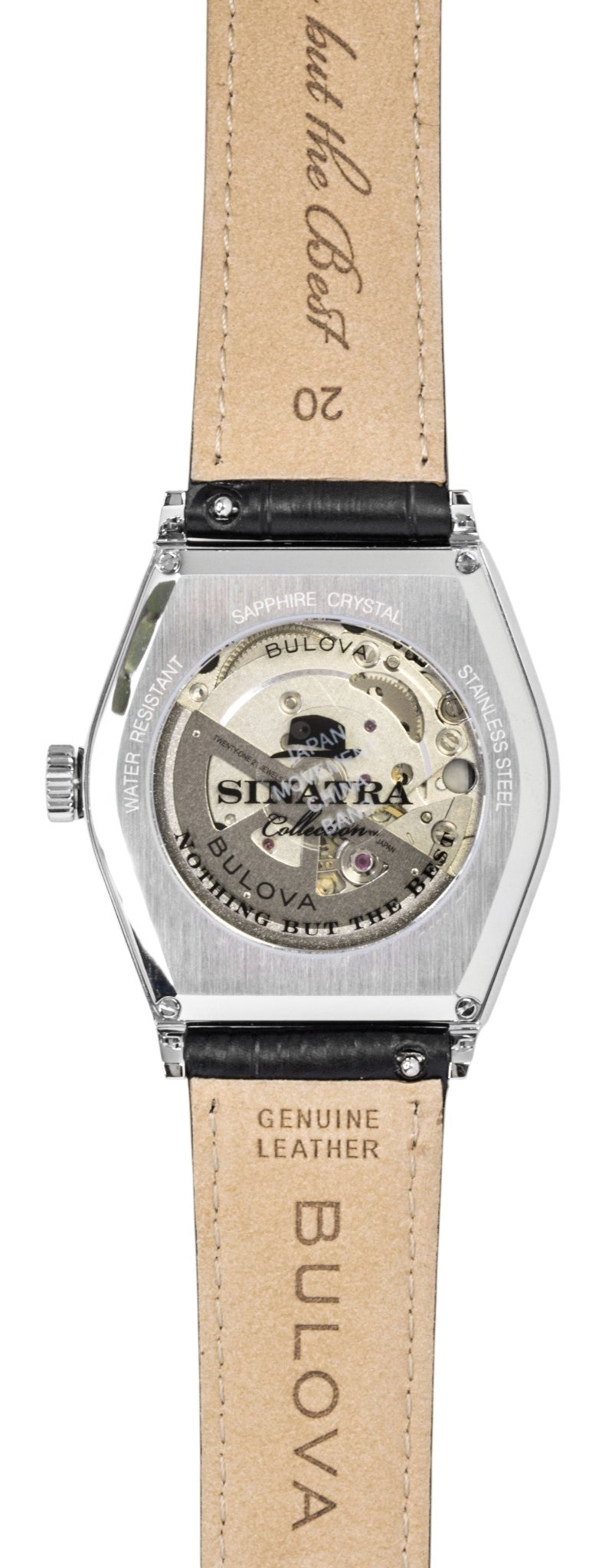 Bulova Frank Sinatra Leather Strap Beige Dial Automatic 96B483 Men's Watch