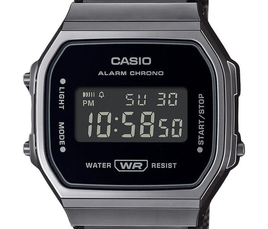 Casio Vintage Digital Stainless Steel Mesh Bracelet Quartz A168WEMB-1B Unisex Watch