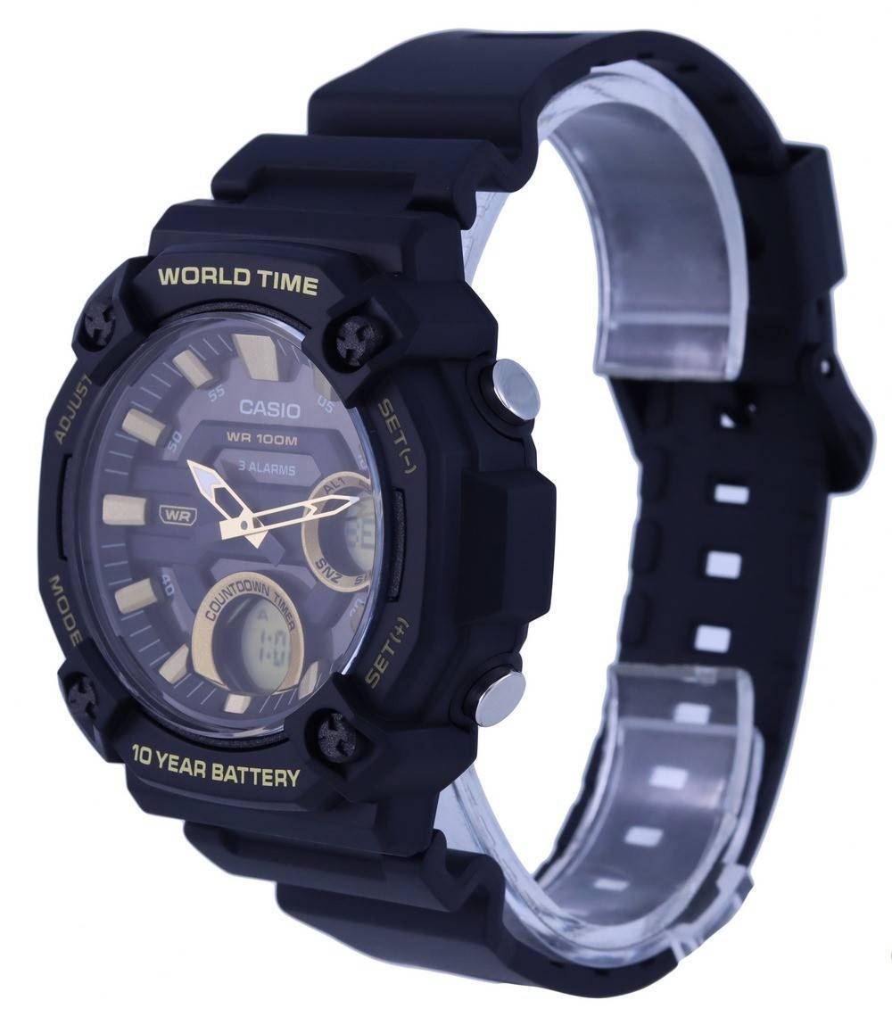 Casio Youth Analog Digital Resin Black Dial Quartz AEQ-120W-9AV AEQ120W-9 100M Men's Watch