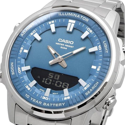 Casio Analog Digital Combination Stainless Steel Blue Dial Quartz AMW-880D-2A1V Men's Watch