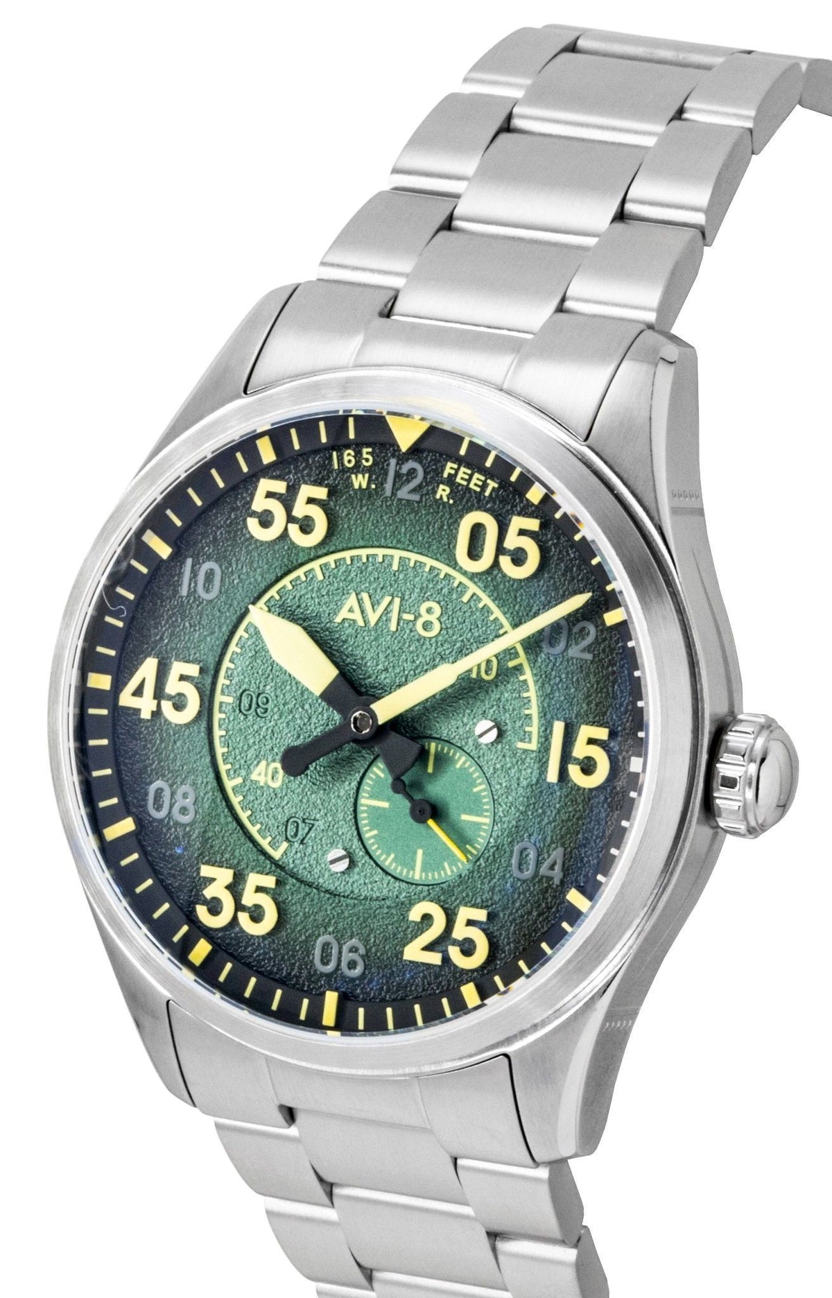 AVI 8 Spitfire Type 300 Tarmac Tracker Stainless Steel Green Dial Automatic AV-4147-22 Men's Watch