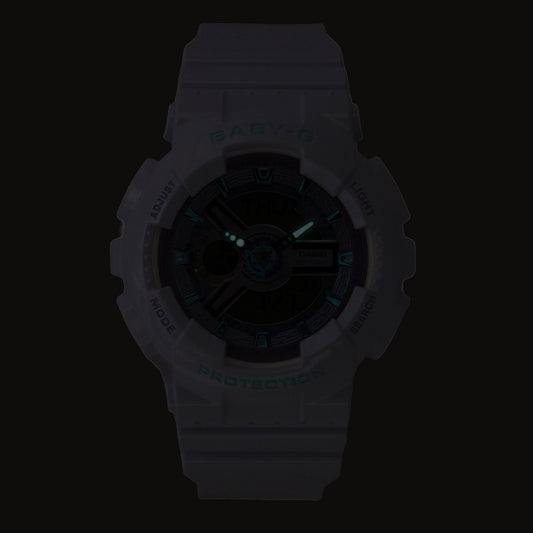 Casio Baby-G Analog Digital Resin Strap White Dial Quartz BA-110MC-7A 100M Women's Watch