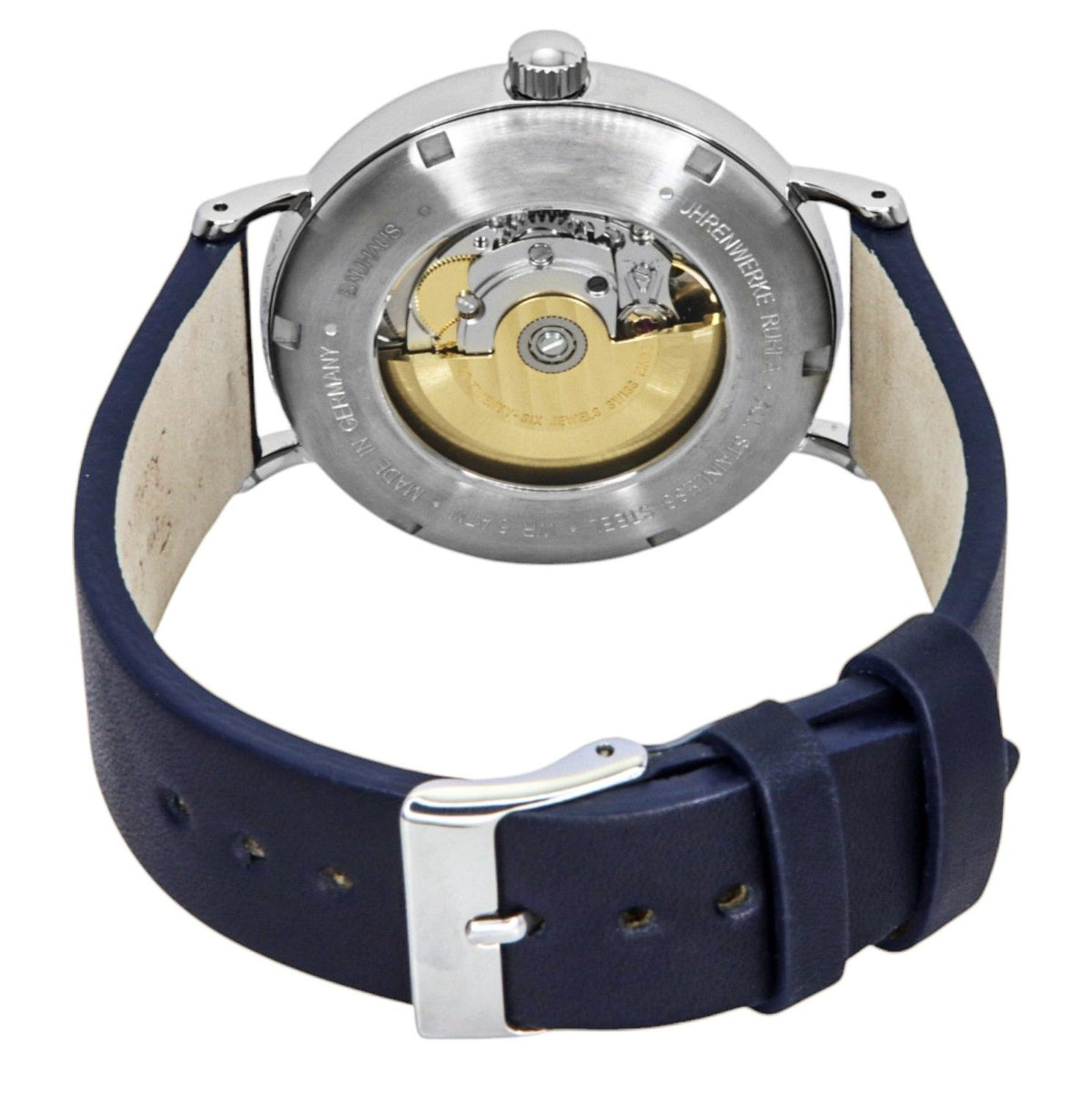 Bauhaus Leather Strap Dark Blue Dial Automatic 21523 Men's Watch