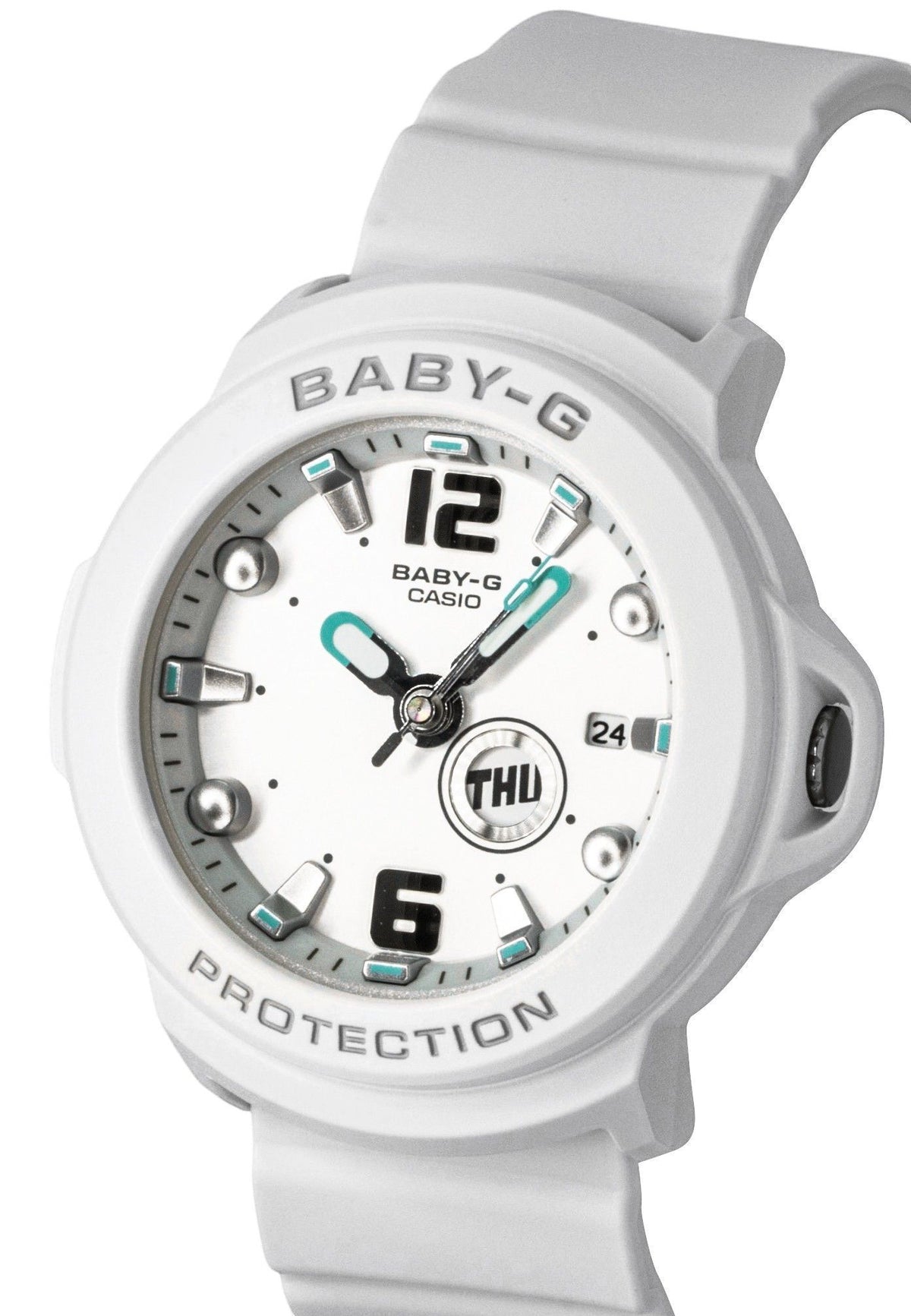 Casio Baby-G Plus Analog Resin White Dial Quartz BGA-15K-7A 100M Women's Watch With Convertible Holder
