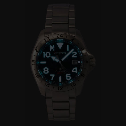 Citizen Promaster GMT Stainless Steel Black Dial Eco-Drive Diver's BJ7150-50E 200M Men's Watch