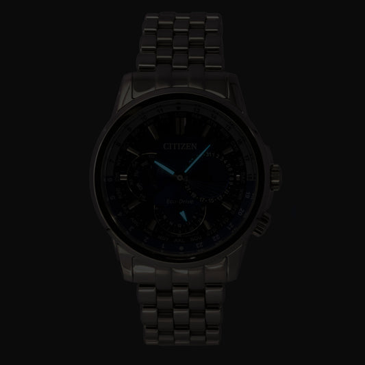 Citizen Calendrier World Time Stainless Steel Blue Dial Eco-Drive BU2021-51L 100M Men's Watch
