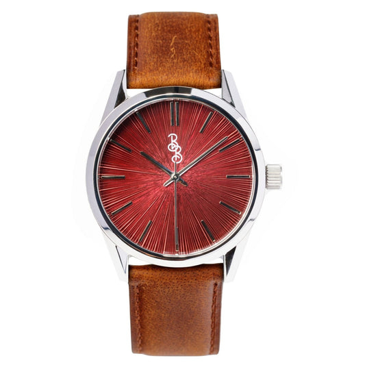 Burgundy Sunburst Watch Pro with Customizable Straps - Veloce - The App For Watch Collectors