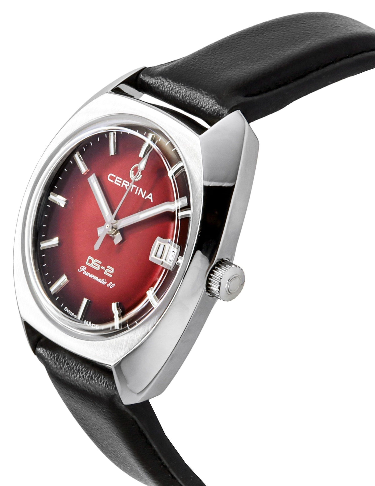 Certina DS-2 Leather Strap Red Dial Automatic Diver's C024.407.17.421.00 200M Men's Watch
