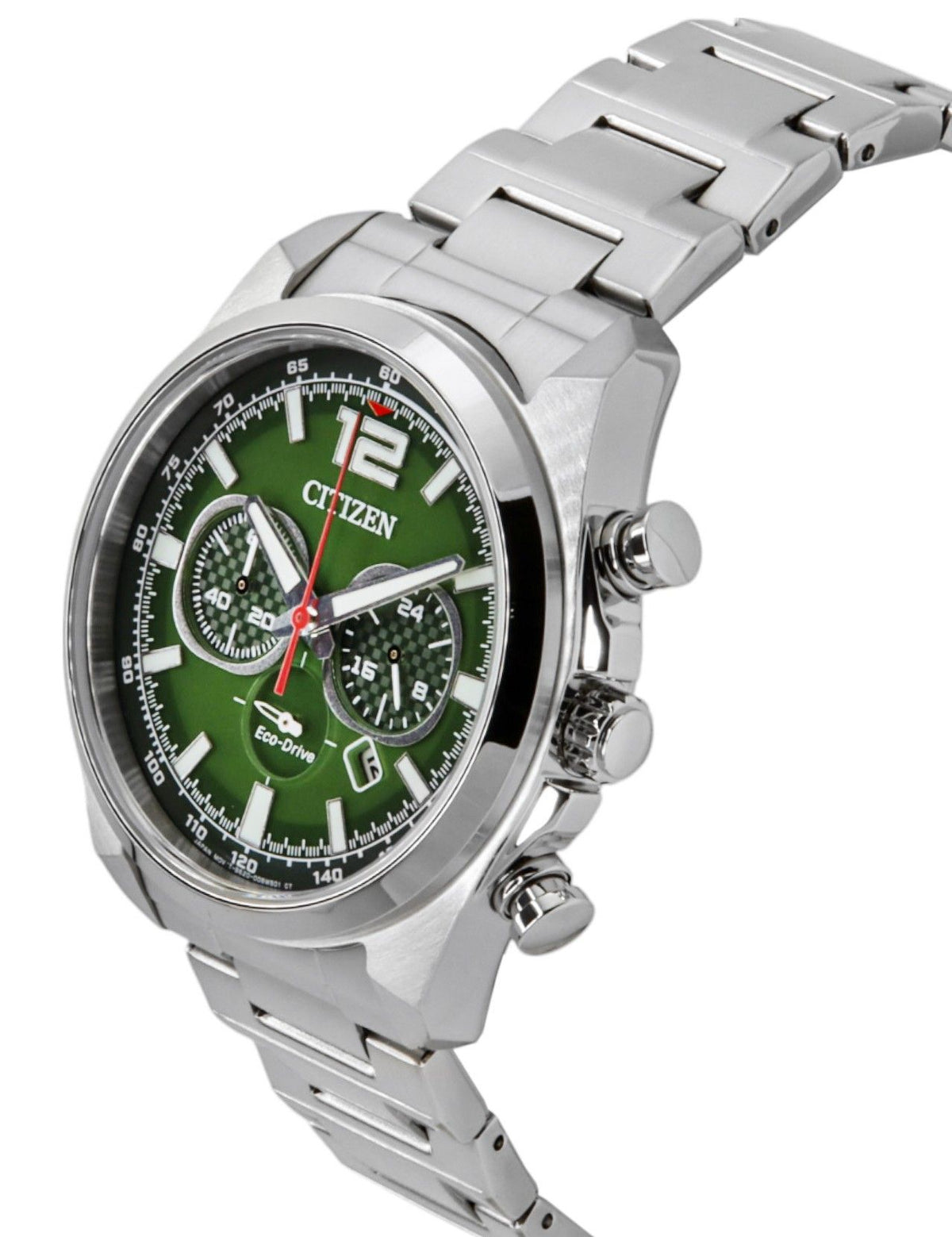 Citizen Eco-Drive Chronograph Stainless Steel Green Dial CA4640-50X 100M Men's Watch