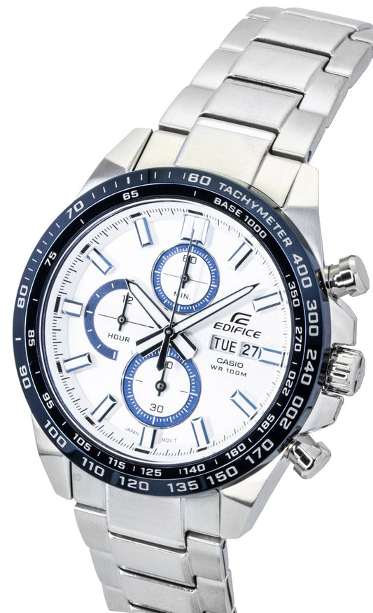 Casio Edifice Analog Chronograph Stainless Steel Silver Dial Quartz EFR-574DE-7AV 100M Men's Watch