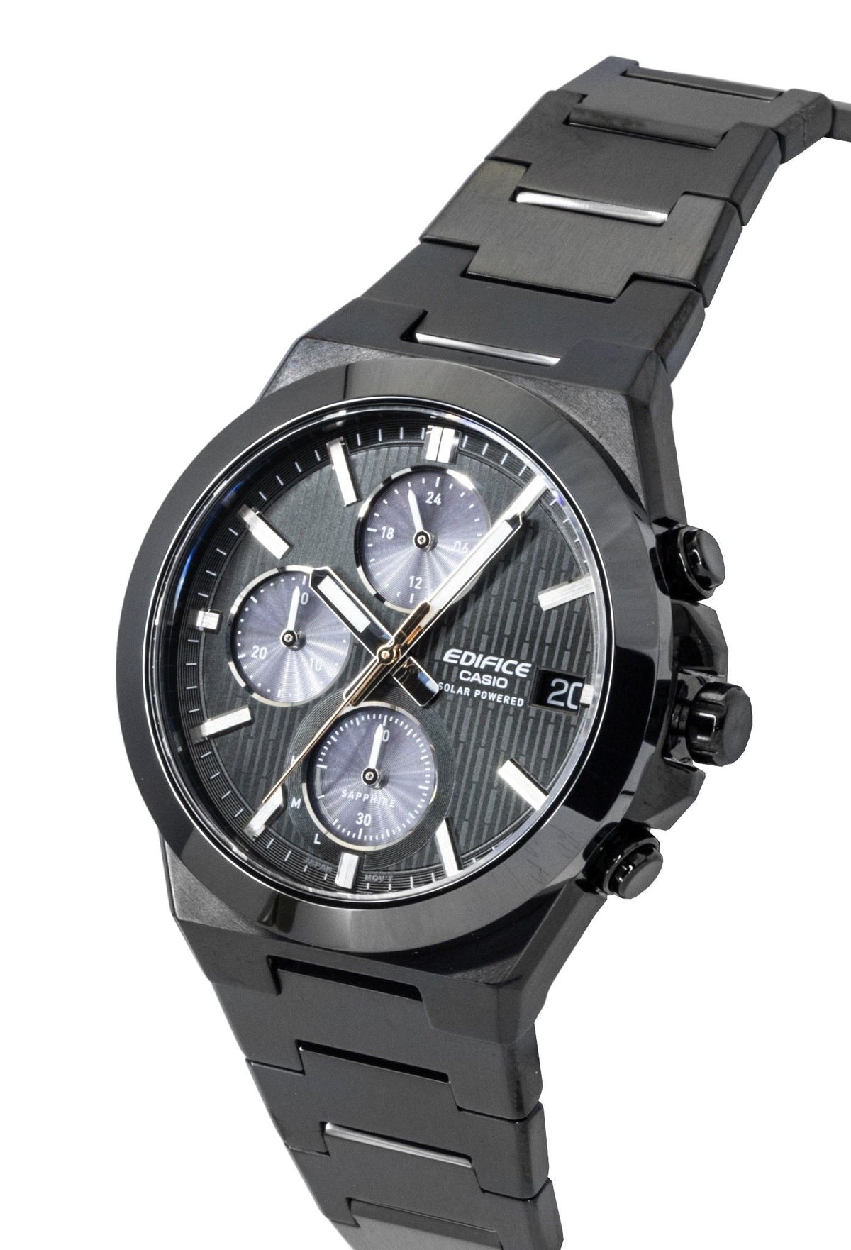 Casio Edifice Analog Chronograph Stainless Steel Black Dial Solar EFS-S650DC-1A 100M Men's Watch