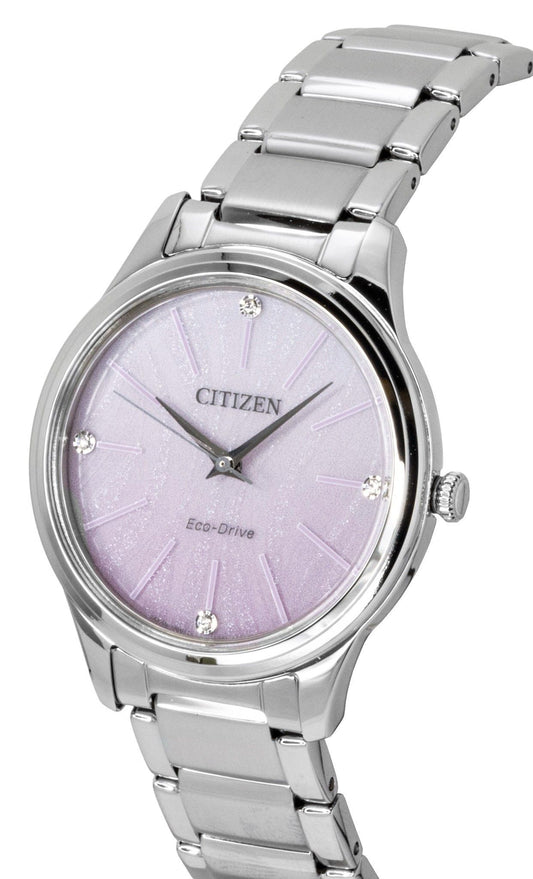 Citizen Eco-Drive Analog Stainless Steel Pink Dial Solar EM1220-58X Women's Watch