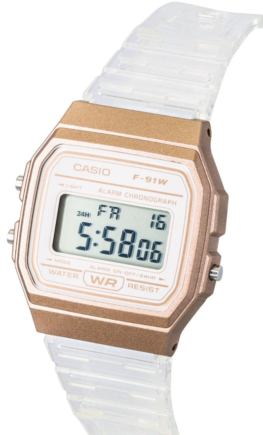 Casio Digital Transparent Resin Strap Quartz F-91WS-7A3 Unisex Watch
