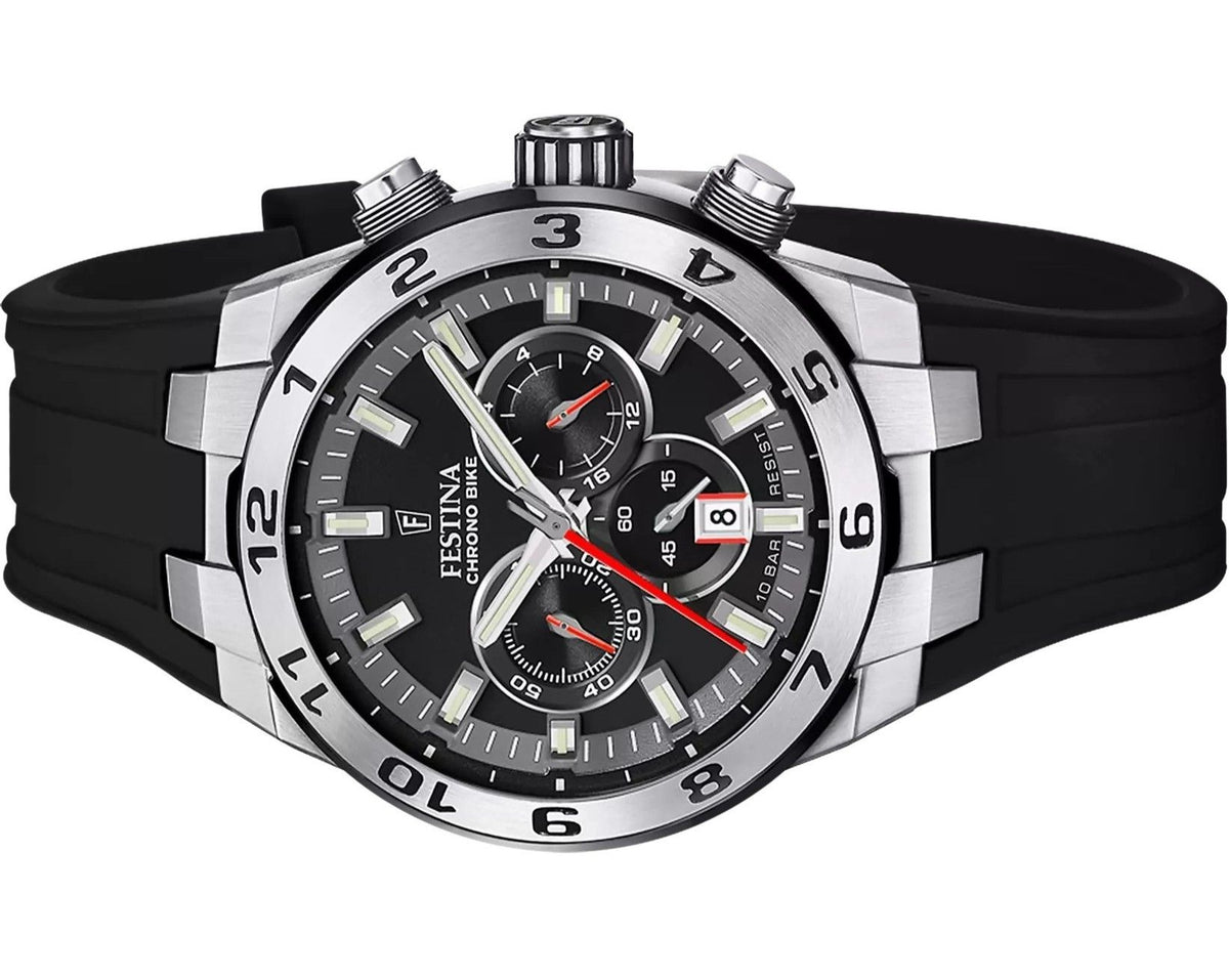 Festina Chrono Bike Rubber Strap Black Dial Quartz F20671-6 100M Men's Watch
