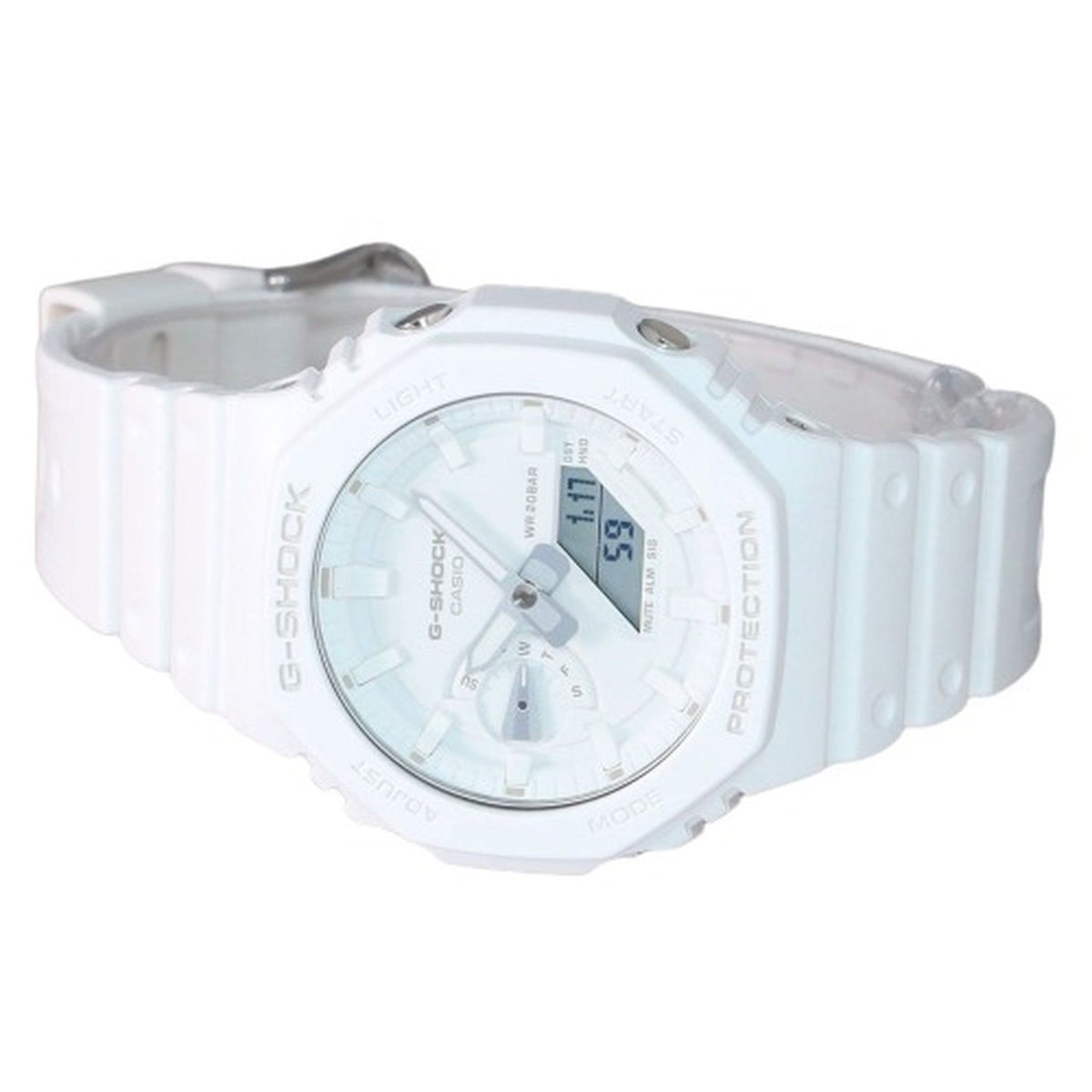 Casio G-Shock Tone-on-Tone Analog Digital Resin Strap White Dial Quartz GA-2100-7A7 Men's Watch