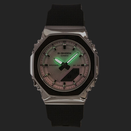 Casio G-Shock Analog Digital Pink Dial Resin Strap Quartz GM-S2110SR-1A 200M Women's Watch