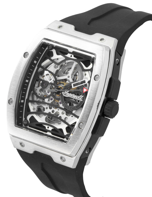 Ingersoll The Challenger Rubber Strap Black Skeleton Dial Automatic I12301 Men's Watch