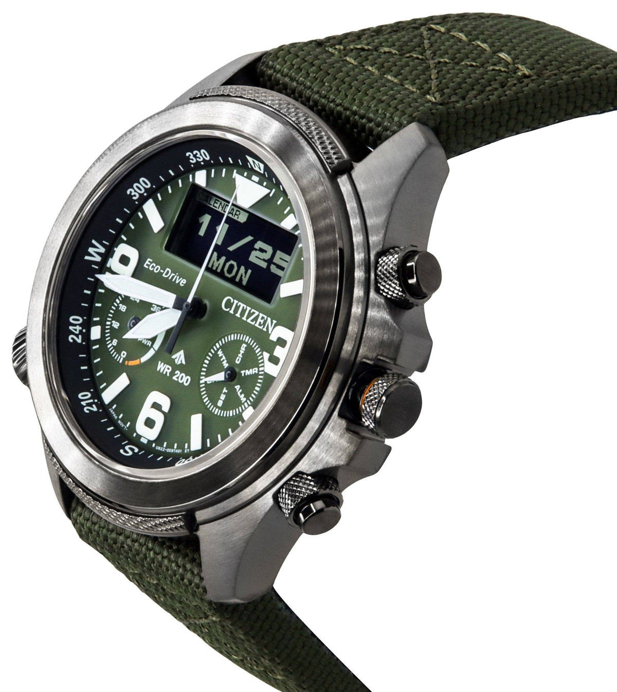 Citizen Promaster Land 35th Anniversary Chronograph Green Dial Eco-Drive JV1005-02W 200M Men's Watch