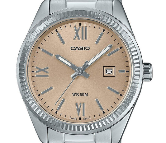 Casio Standard Analog Stainless Steel Peach Dial Quartz LTP-1302DD-4A2V Women's Watch