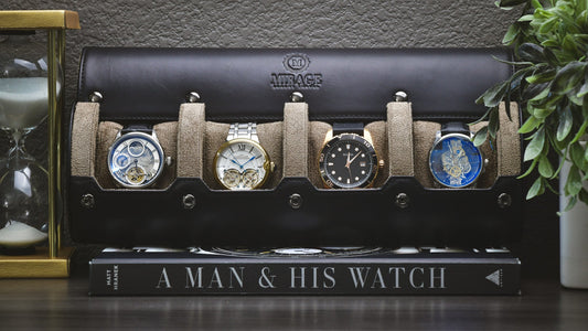 Sable Black Full-grain Cow Leather Watch Roll - 4 Watches