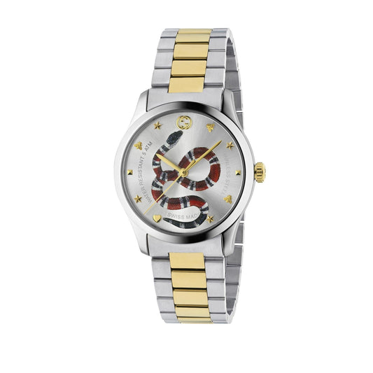 Gucci G Timeless Snake Steel And Gold Pvd Mens Watch Ya1264075