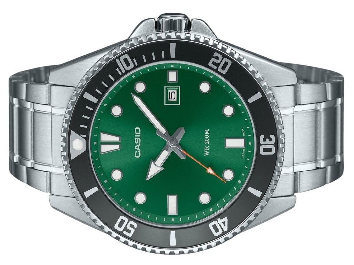 Casio Standard Analog Stainless Steel Green Dial Quartz MDV-107D-3A2V 200M Men's Watch