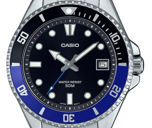 Casio Standard Analog Stainless Steel Black Dial Quartz MDV-10D-1A2 Men's Watch
