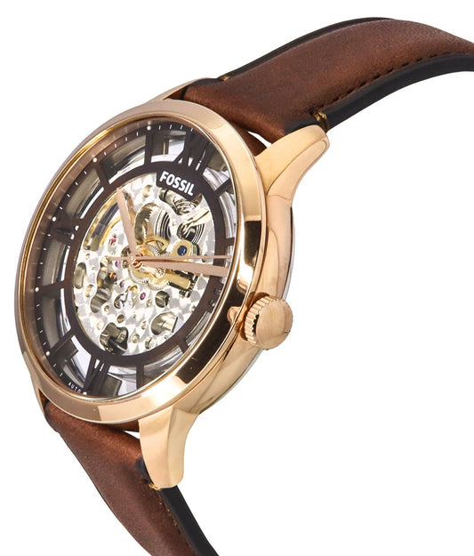 Fossil Townsman Leather Strap Brown Skeleton Dial Automatic ME3259 Men's Watch