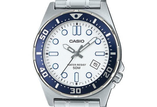 Casio Standard Analog Stainless Steel White Dial Quartz MTD-135D-7AV Men's Watch