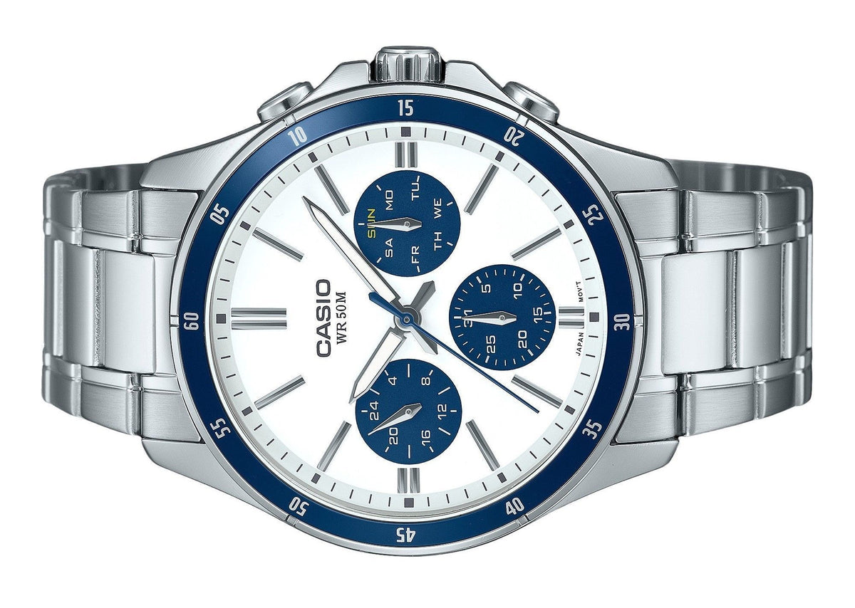 Casio Standard Analog Ion Plated Stainless Steel White Dial Quartz MTP-1374D-7A2V Men's Watch