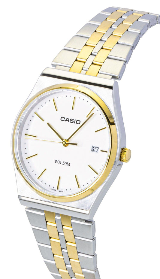 Casio Analog Two Tone Stainless Steel White Dial Quartz MTP-B145SG-7AV Men's Watch