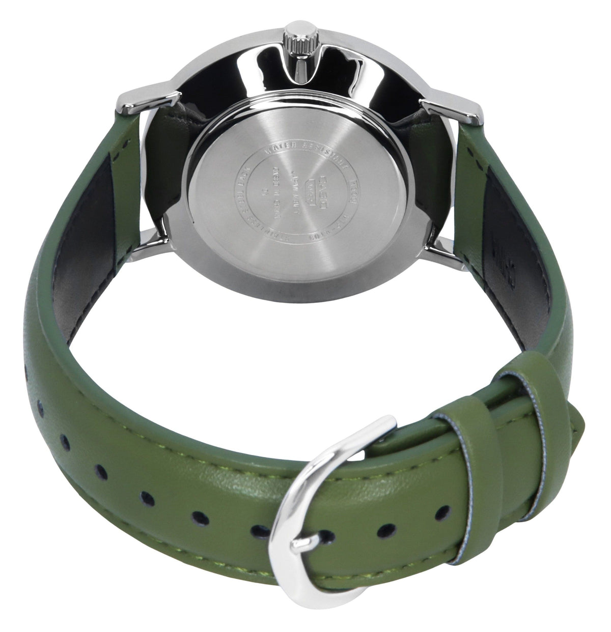 Casio Standard Analog Green Leather Strap White Dial Quartz MTP-VT03L-7B Men's Watch