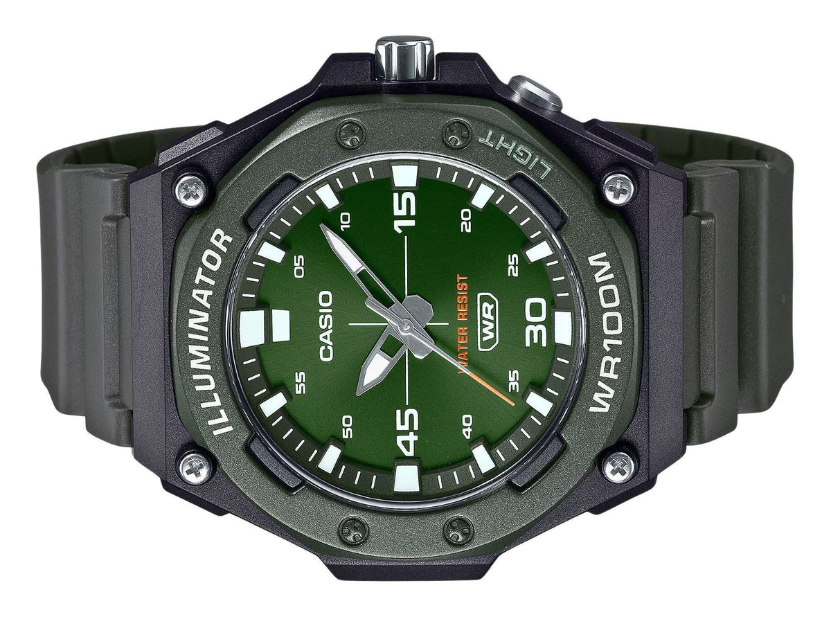 Casio Standard Analog Resin Strap Green Dial Quartz MW-620H-3AV 100M Men's Watch