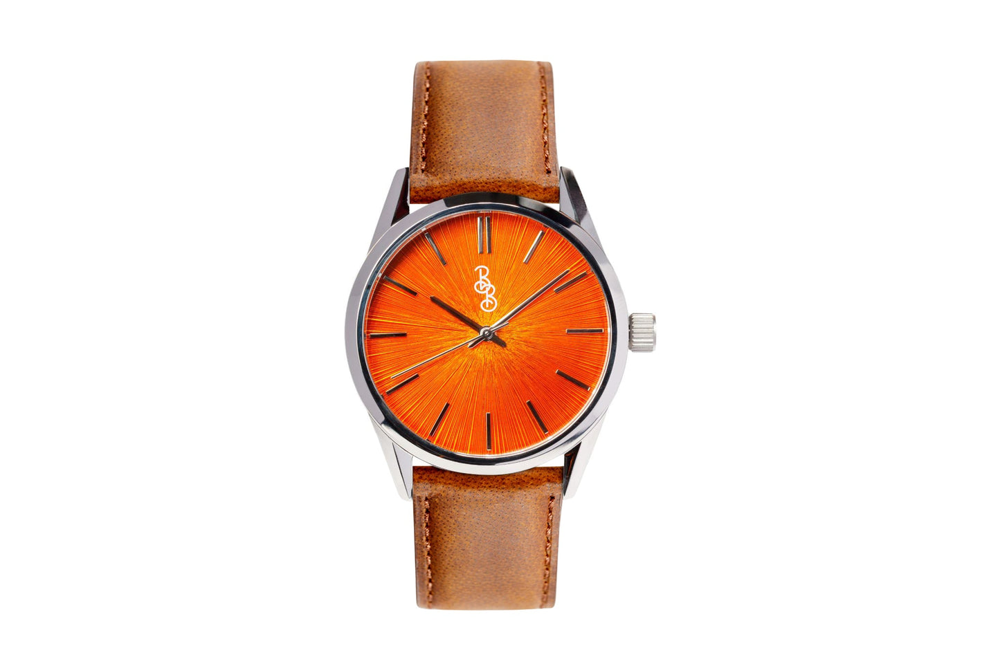 Orange Sunburst Watch Leather And Stainless Steel Straps - Veloce - The App For Watch Collectors