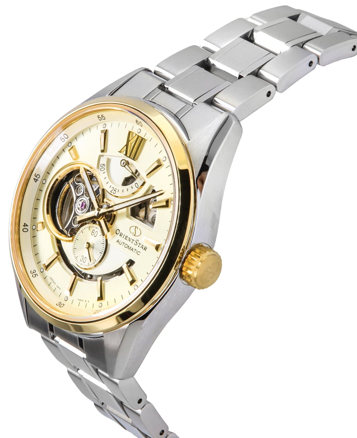 Orient Star Contemporary Stainless Steel Skeleton Champagne Dial Automatic RE-AV0124G 100M Men's Watch