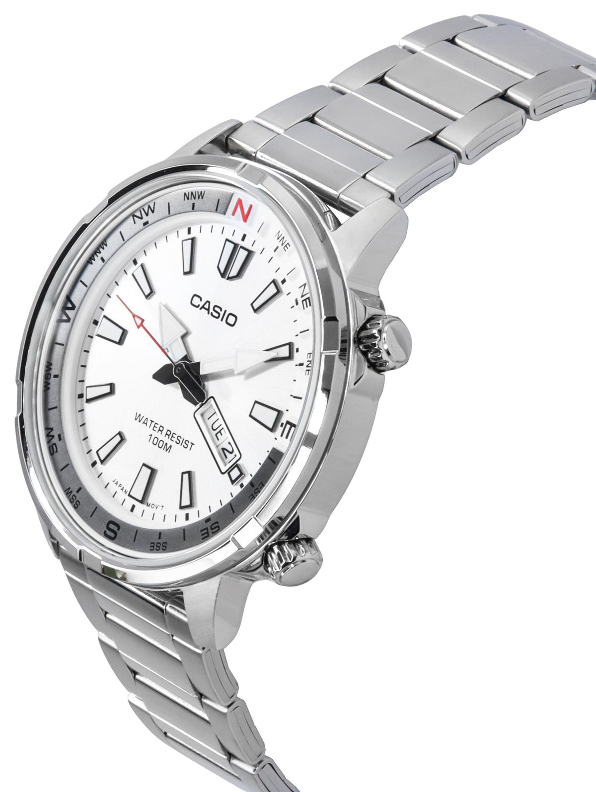 Refurbished Casio Standard Analog Stainless Steel Silver Dial Quartz MTD-130D-7AV 100M Men's Watch