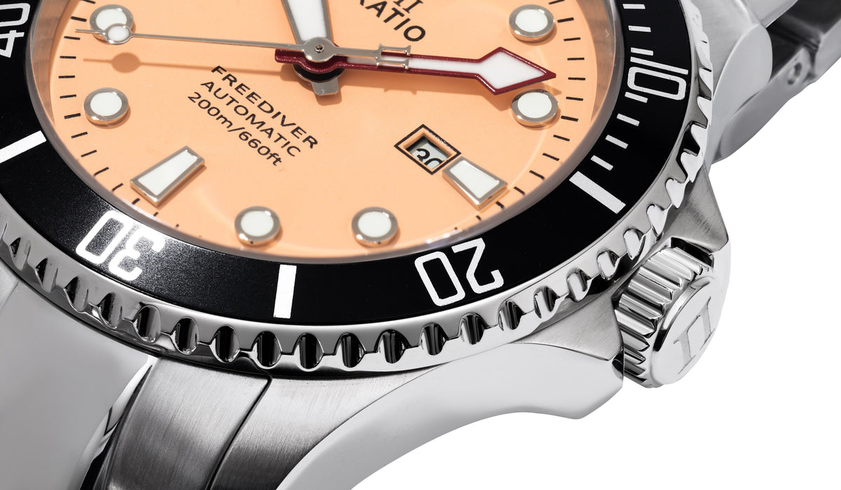 Ratio FreeDiver Sapphire Stainless Steel Salmon Dial Automatic RTFL832 200M Women's Watch