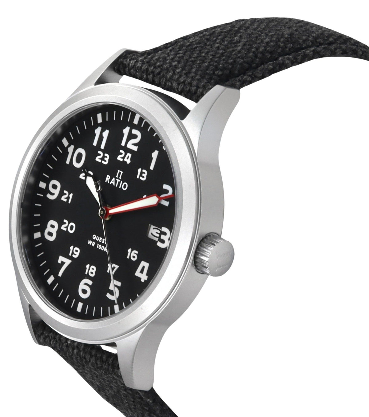 Ratio Quest Men's Field Watch Sapphire Canvas Strap Quartz RTQ023 100M Lewis And Clark Edition