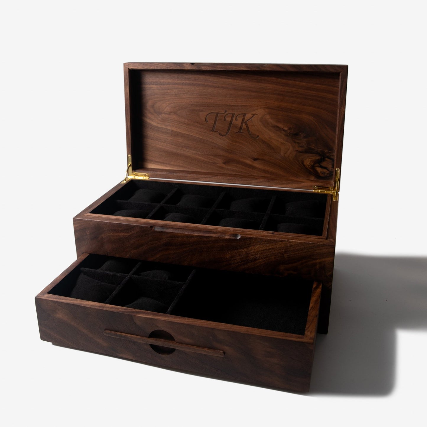 Watch Box With Drawer Black Walnut 12 To 16 Compartments - Veloce - The App For Watch Collectors