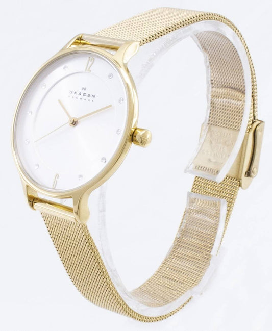 Skagen Anita Gold Tone Mesh Bracelet Crystallized SKW2150 Women's Watch