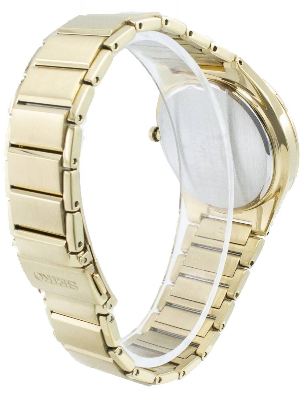 Seiko Solar Diamond Accents Gold Tone Stainless Steel SNE384 SNE384P9 SNE384P Men's Watch