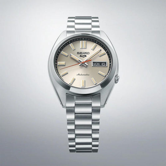 Seiko 5 Automatic Ivory Dial Stainless Steel Men' Watch Srpk91K1