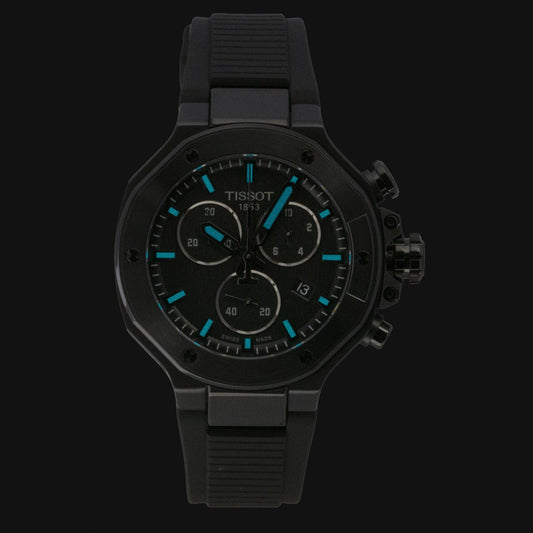 Tissot T-Race Chronograph Silicone Strap Black Dial Quartz T141.817.37.051.00 100M Men's Watch