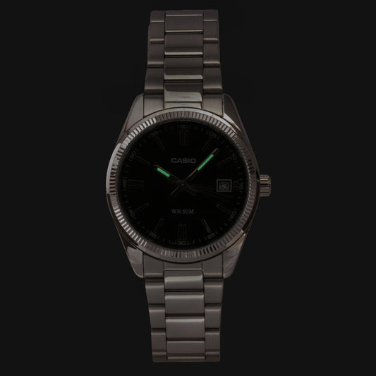 Casio Analog Stainless Steel Black Dial Quartz UTP-1302PD-1AV Unisex Watch